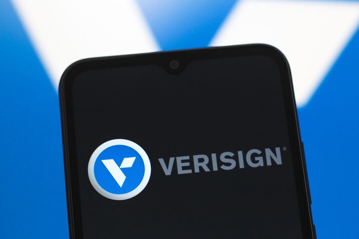 In this photo illustration, the VeriSign, Inc. logo is seen