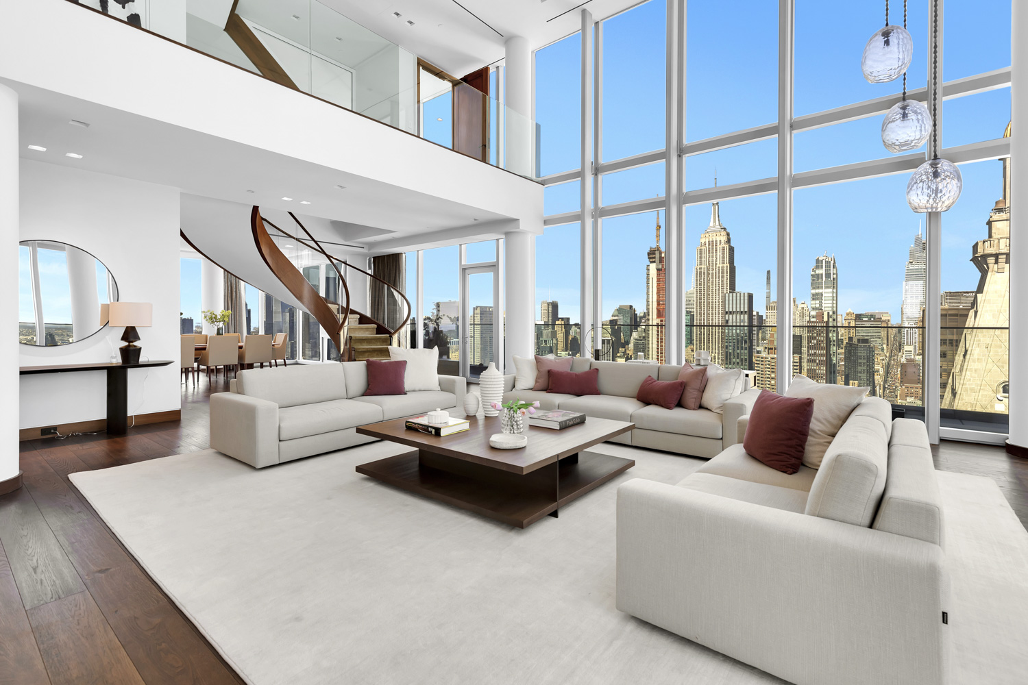 The double-height living room in Rupert Murdoch’s Flatiron penthouse.