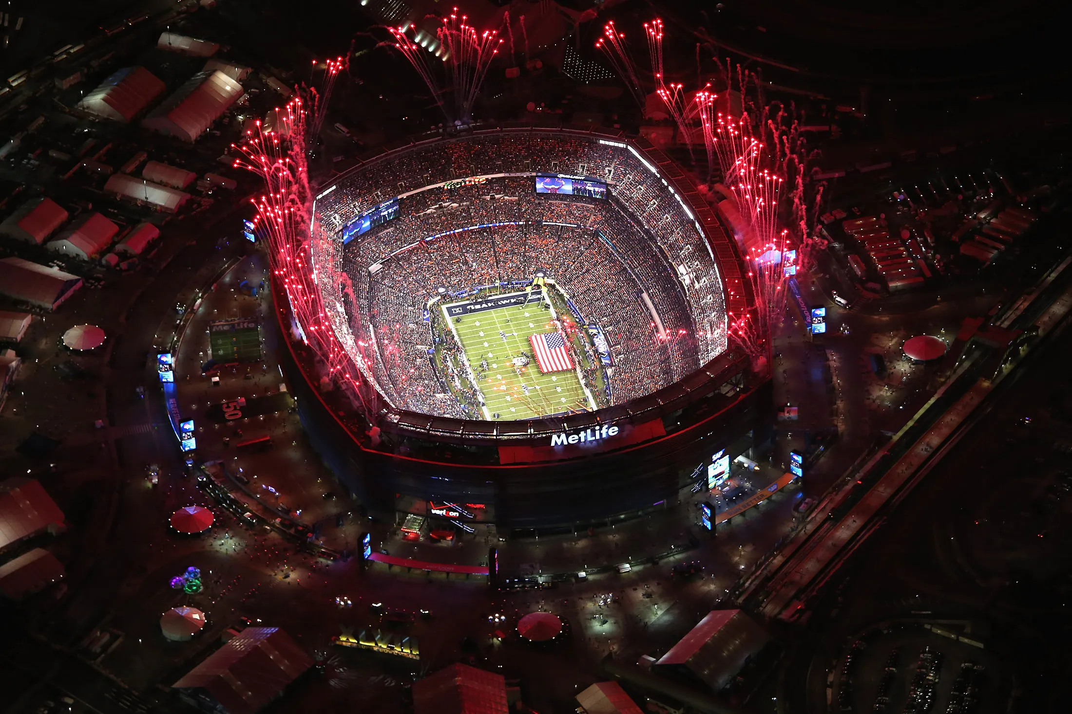 An Aerial View Of Super Bowl XLVIII
