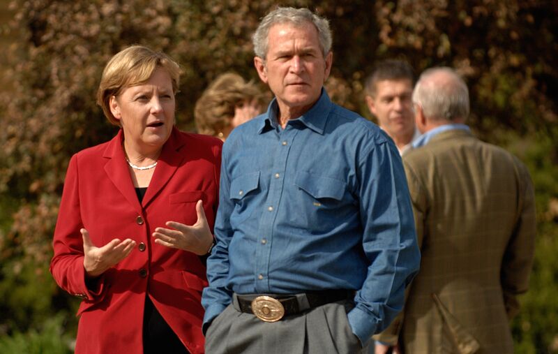 Bush Meets With German Chancellor Angela Merkel