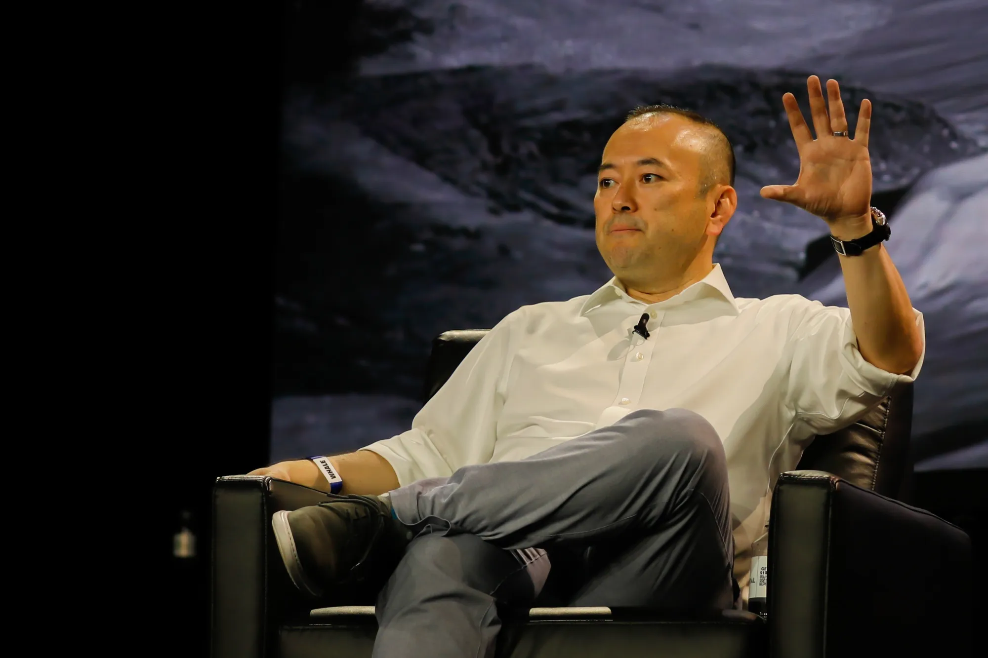 Michael Moro speaks during the Bitcoin 2022 conference in Miami, Florida, on April 6.