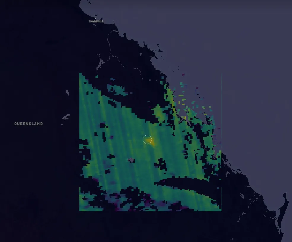 Methane plume observed over Queensland last month by satellite.