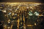 Chicago lights up at night.