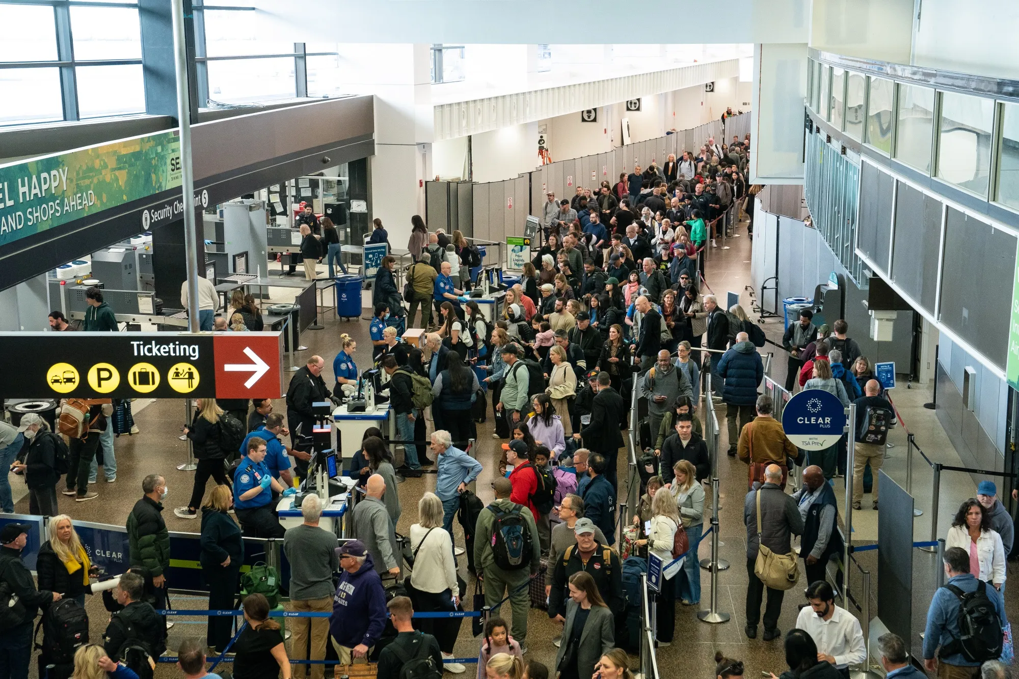 Travelers at Seattle-Tacoma International Airport (SEA) in Seattle, Washington,&nbsp;on&nbsp;Nov. 7.