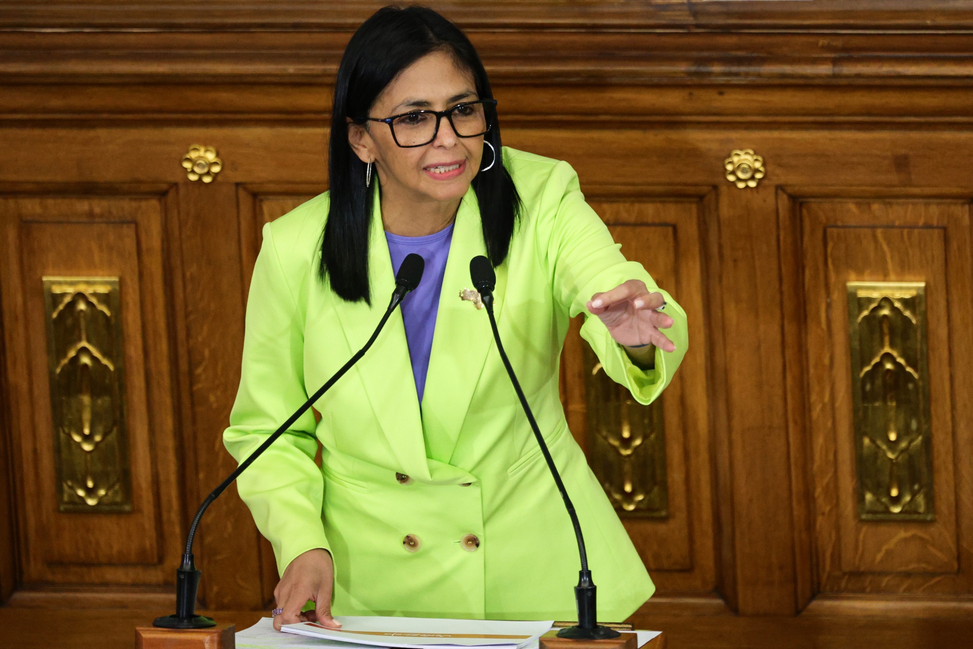 Venezuela's interim president Delcy Rodríguez. Photographer: Jesus Vargas/Getty Images
