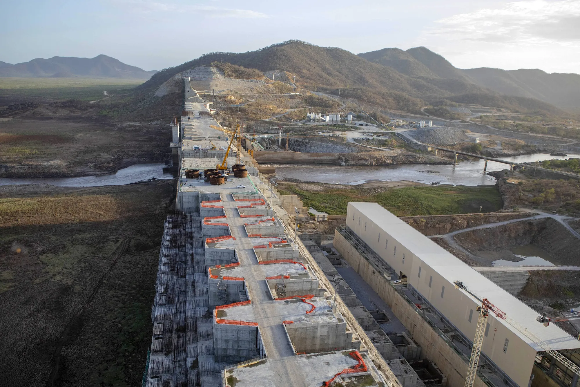 The site of the under-construction Grand Ethiopian Renaissance Dam in the Benishangul-Gumuz Region of Ethiopia.