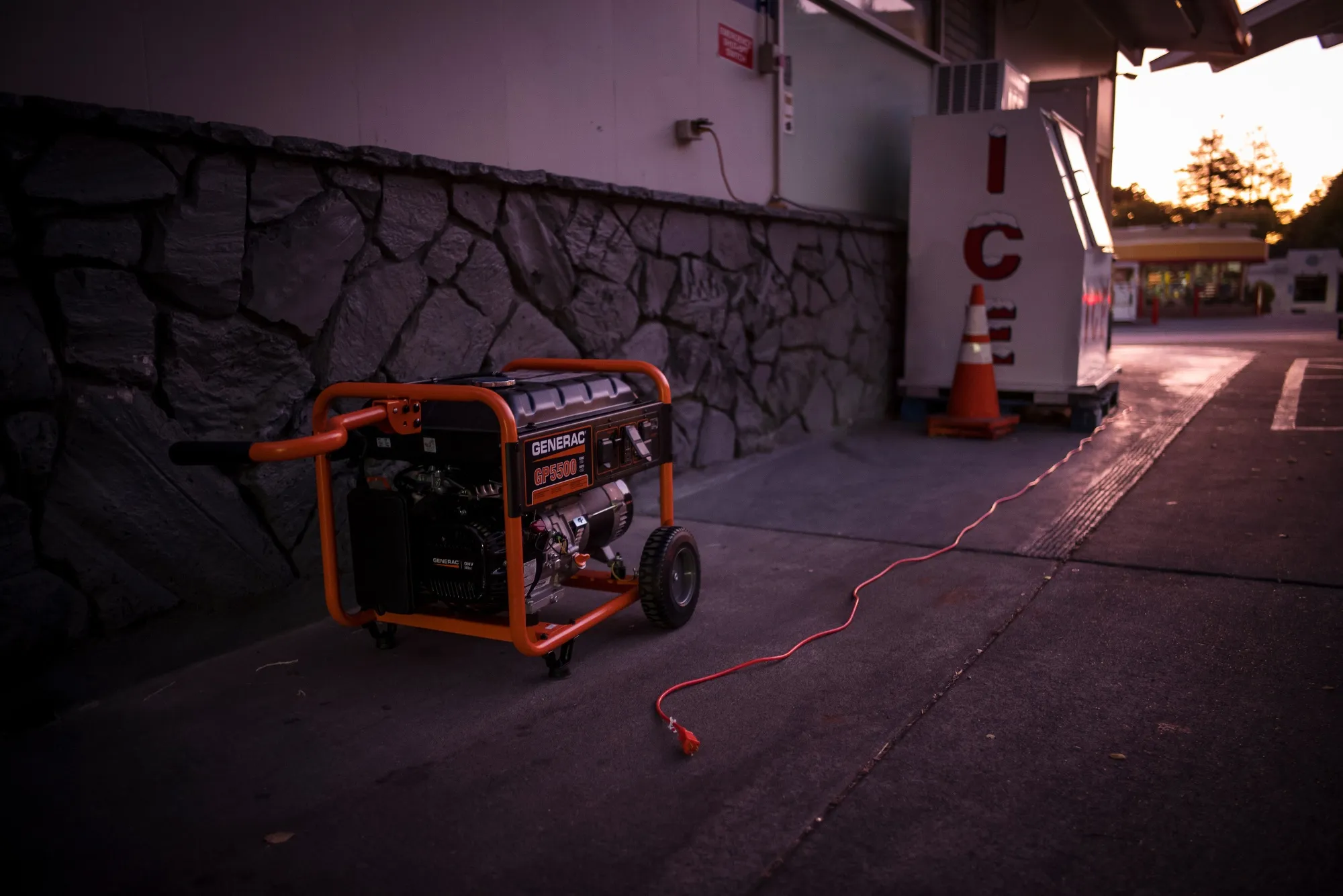 A Generac generator at a Union 76 gas station during a blackout in Calistoga, California.