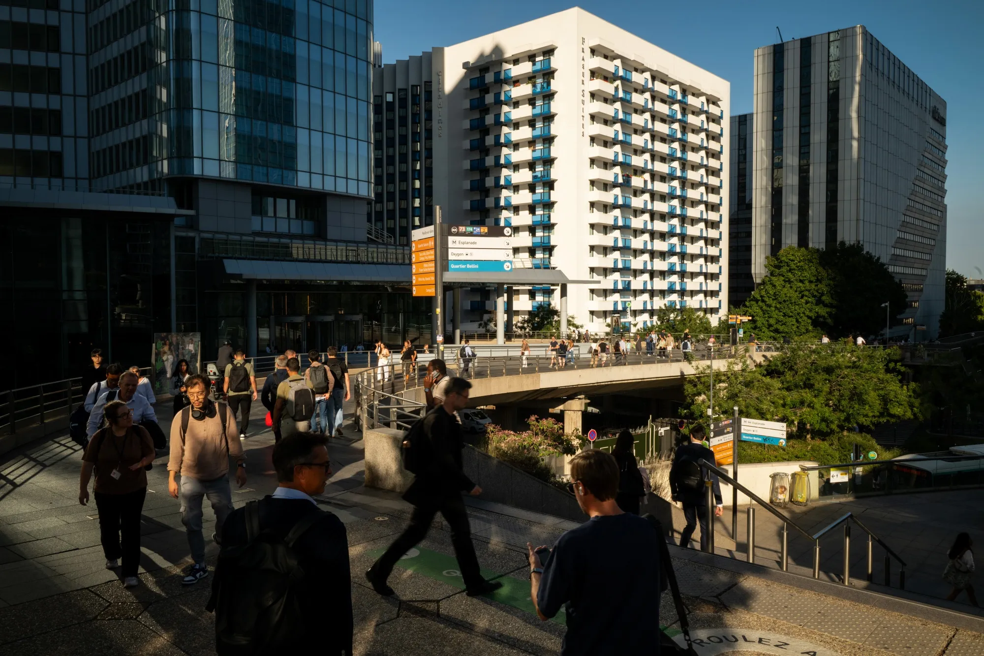 Commuters in the La Defense business district, Paris.