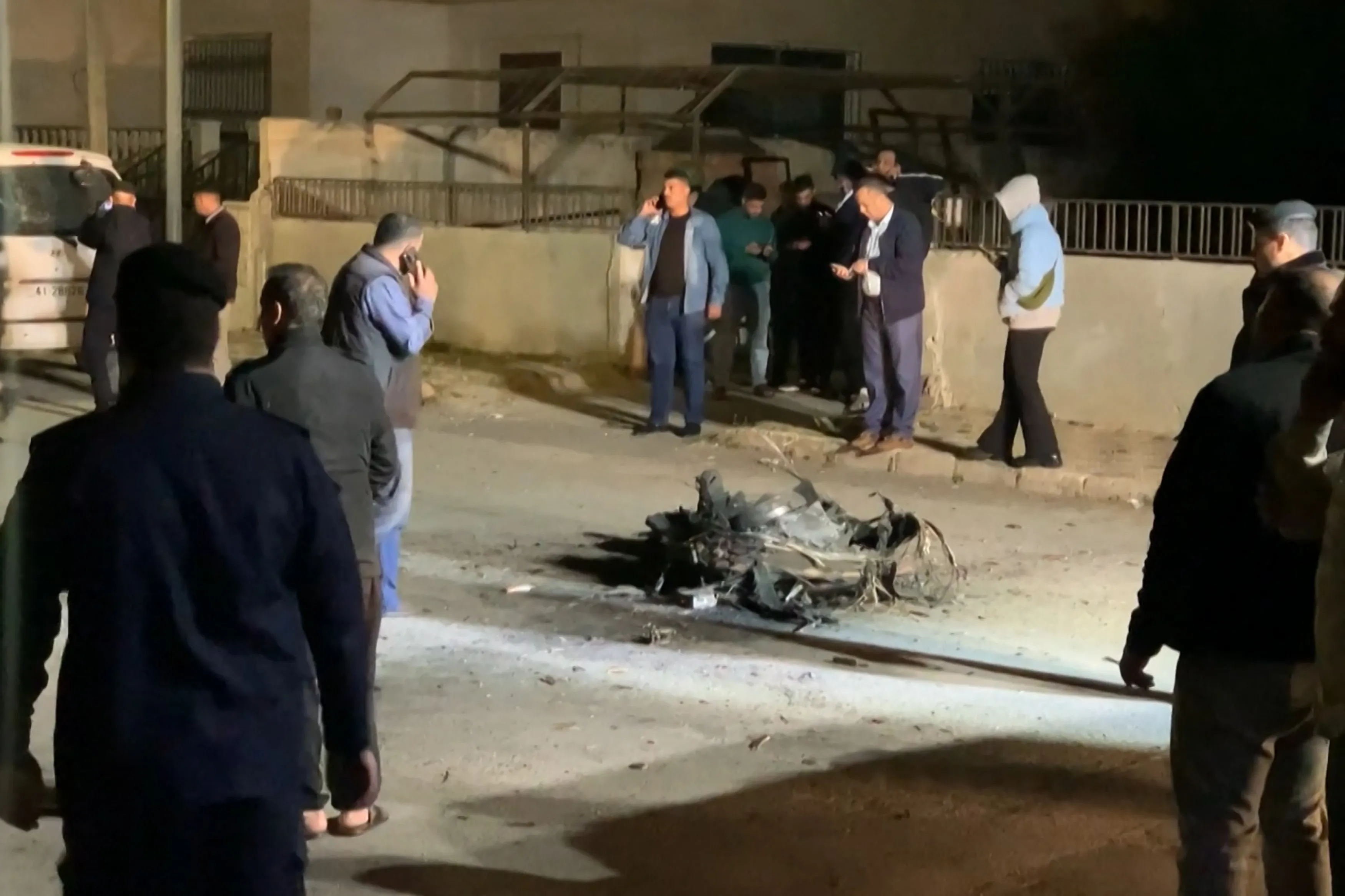 Debris from a missile intercepted by Jordanian forces over Amman on April 14.
