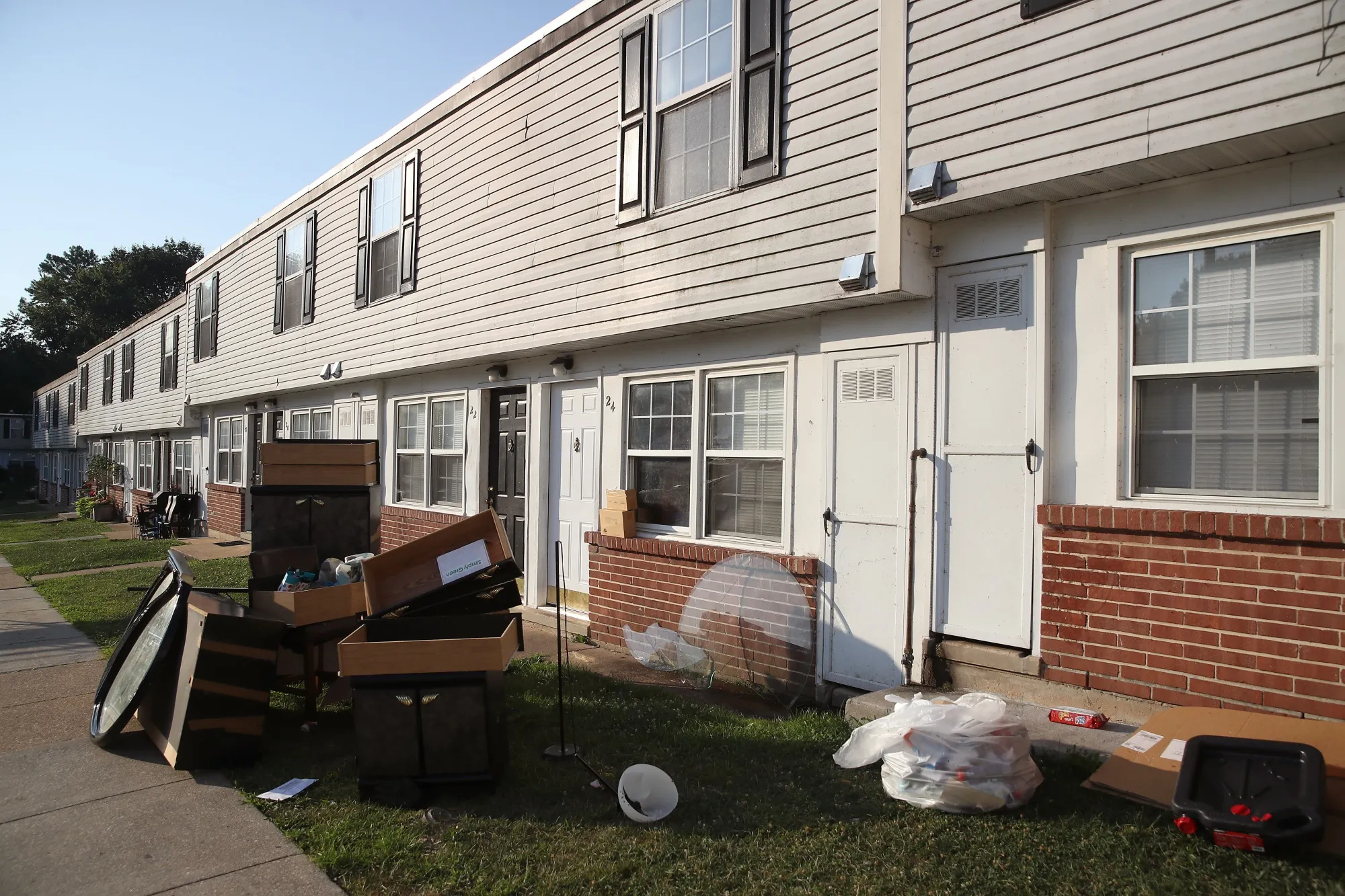 Discarded furniture lays on the ground at the Cove Village apartment complex in the Baltimore suburb of Essex, Maryland.&nbsp;