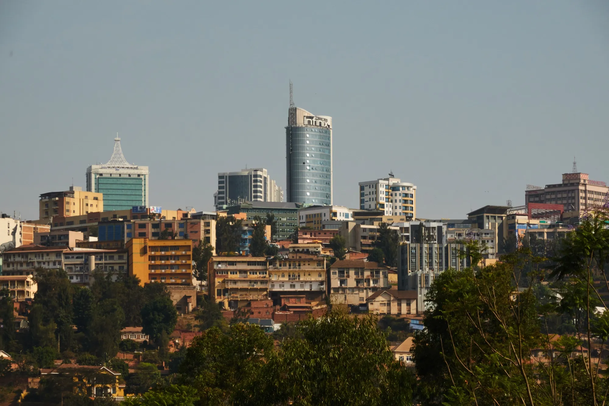 The Kigali, Rwanda skyline.