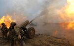 Ukrainian artillery fire at Russian positions near Bakhmut.
