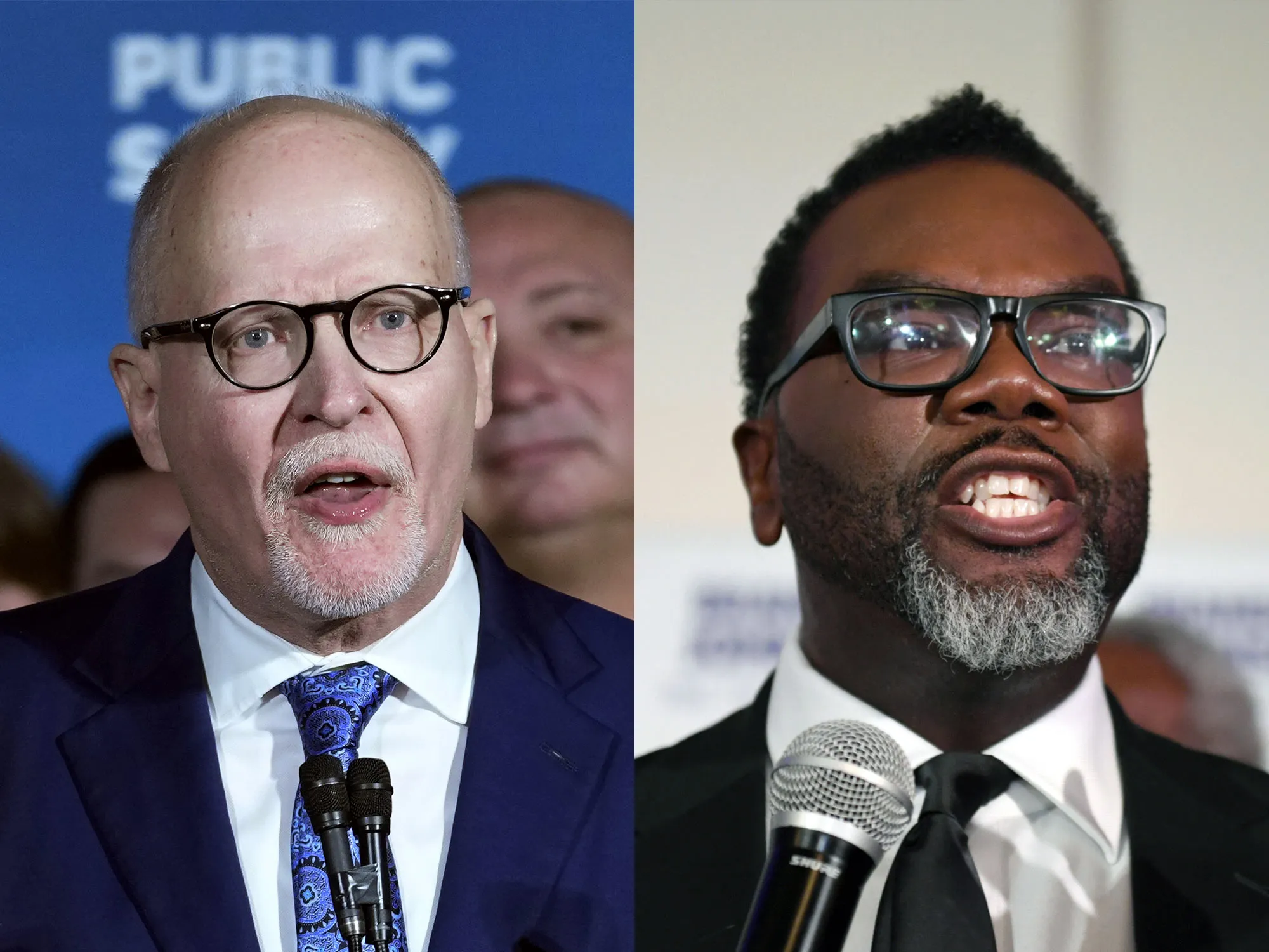 Paul Vallas, left, and Brandon Johnson