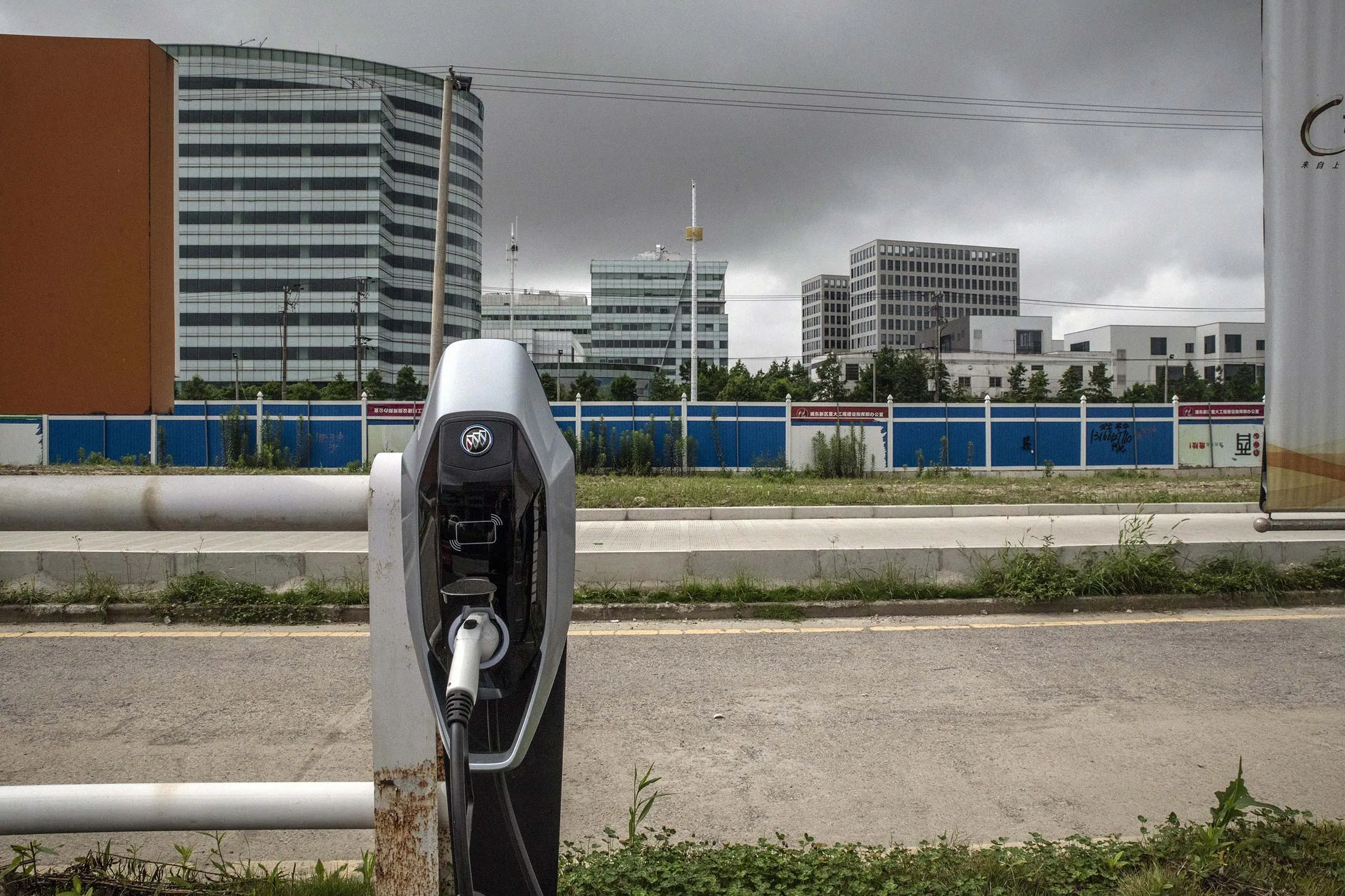 An EV charging station outside a Buick dealership in Shanghai.