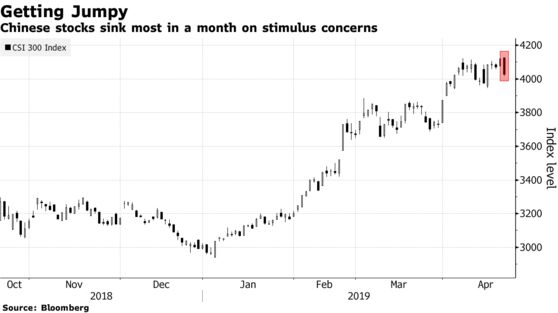 Chinese stocks sink most in a month on stimulus concerns