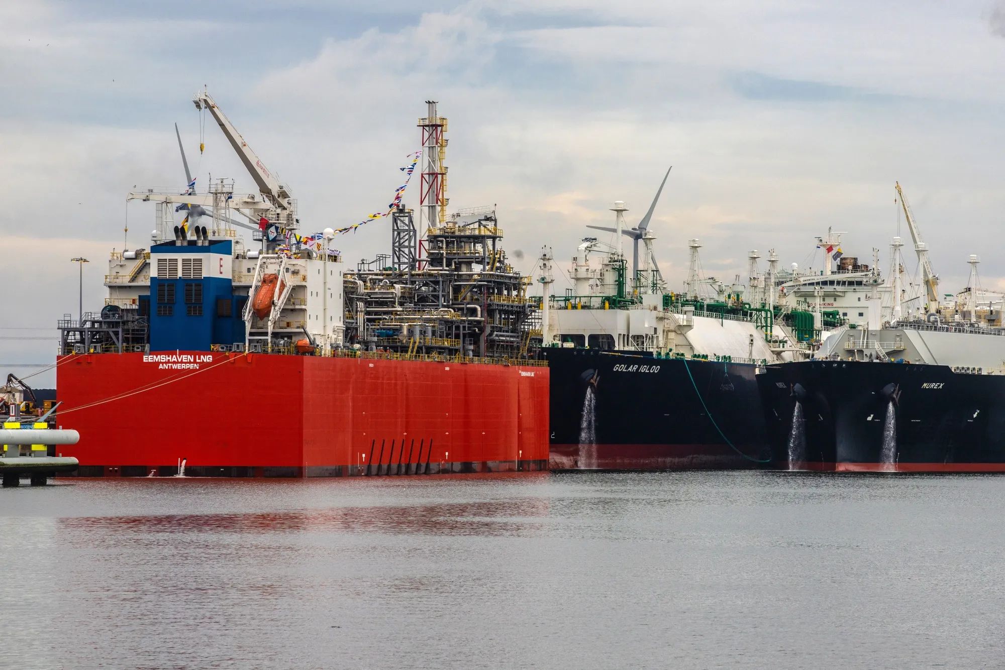 Floating storage regasification units at the deepwater port in Eemshaven, Netherlands.&nbsp;