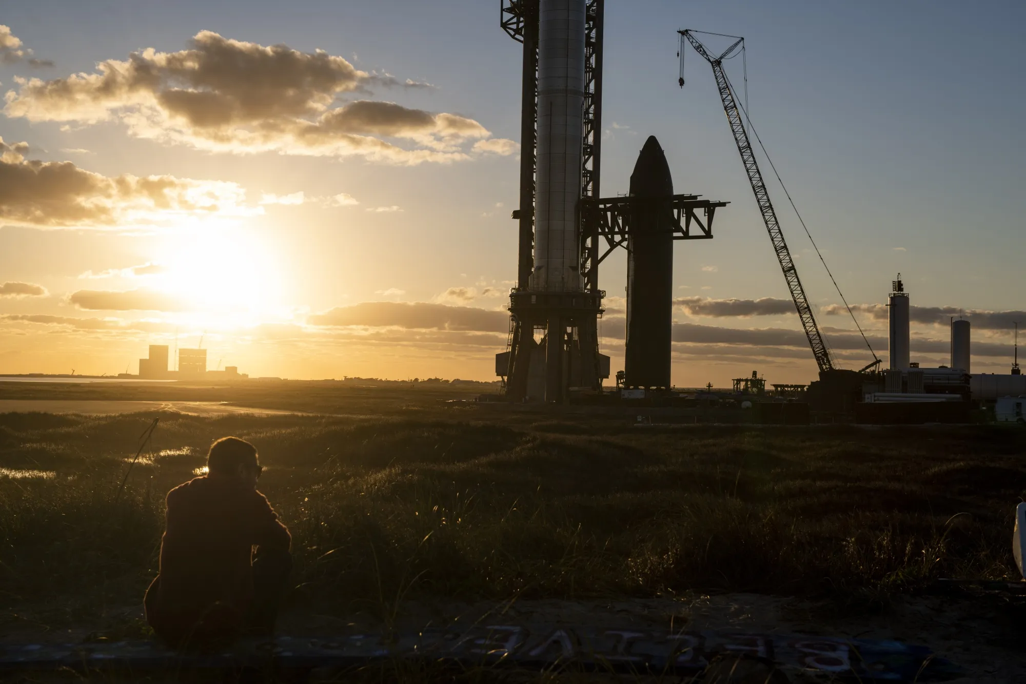The SpaceX Starbase facility under construction in Brownsville, Texas.
