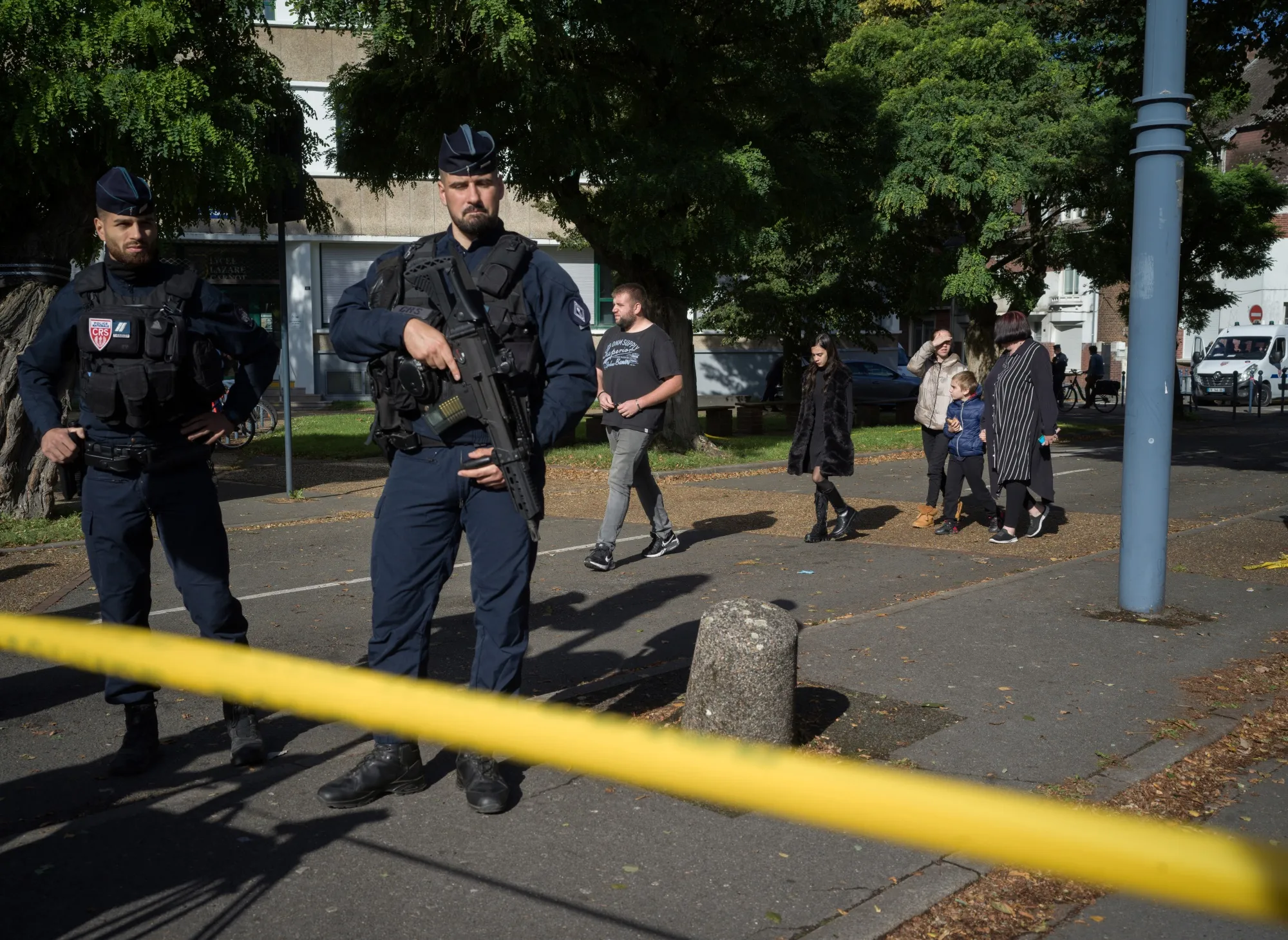 Armed police patrol near the Gambetta-Carnot public school in Arras, Oct. 14. 