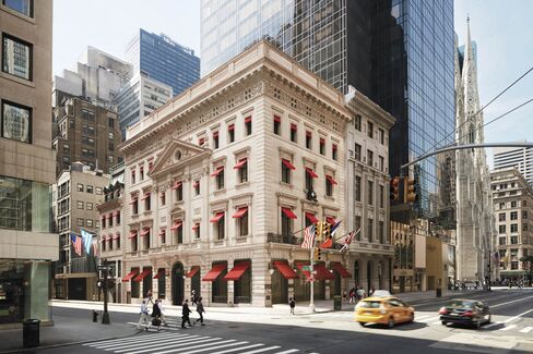 The exterior of the Cartier mansion.