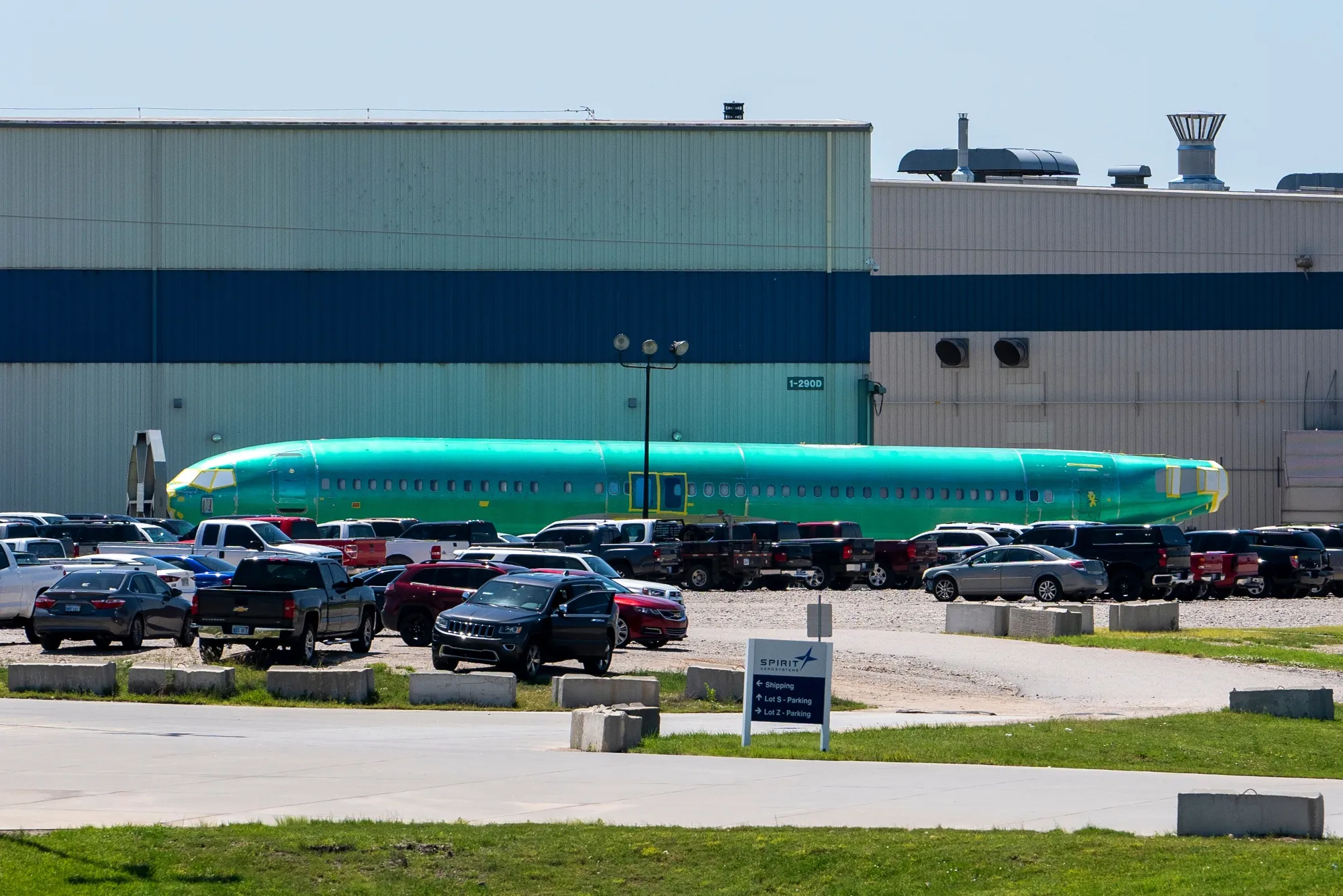 A Boeing 737 fuselage at Spirit AeroSystems' factory in Wichita, Kansas.