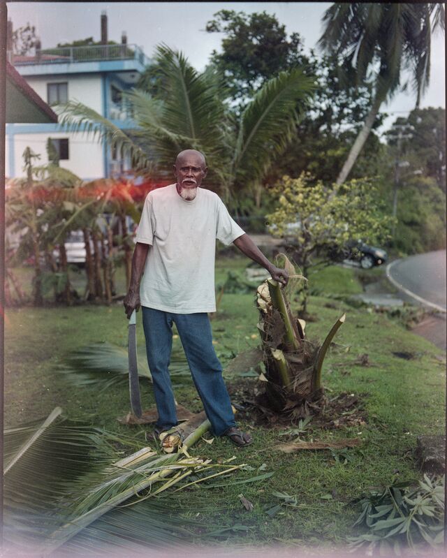 Fred Tengeluk, clearing debris after a powerful storm