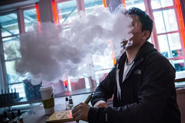 An e-cigarette user in New York City