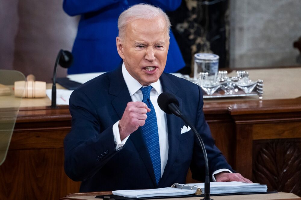 President Joe Biden delivers the State of the Union address at the U.S. Capitol in Washington on March 1. 