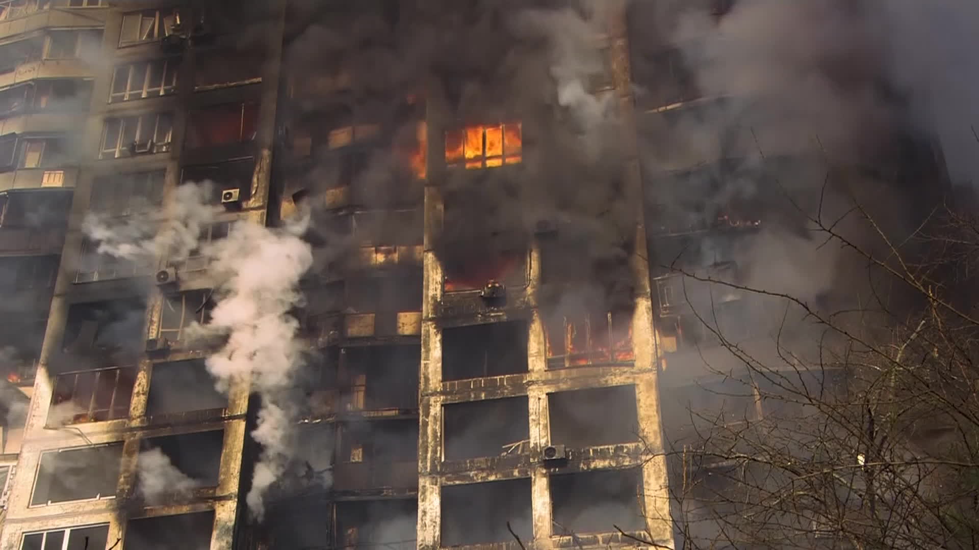 Kyiv Apartment Building Hit by Russian Airstrike