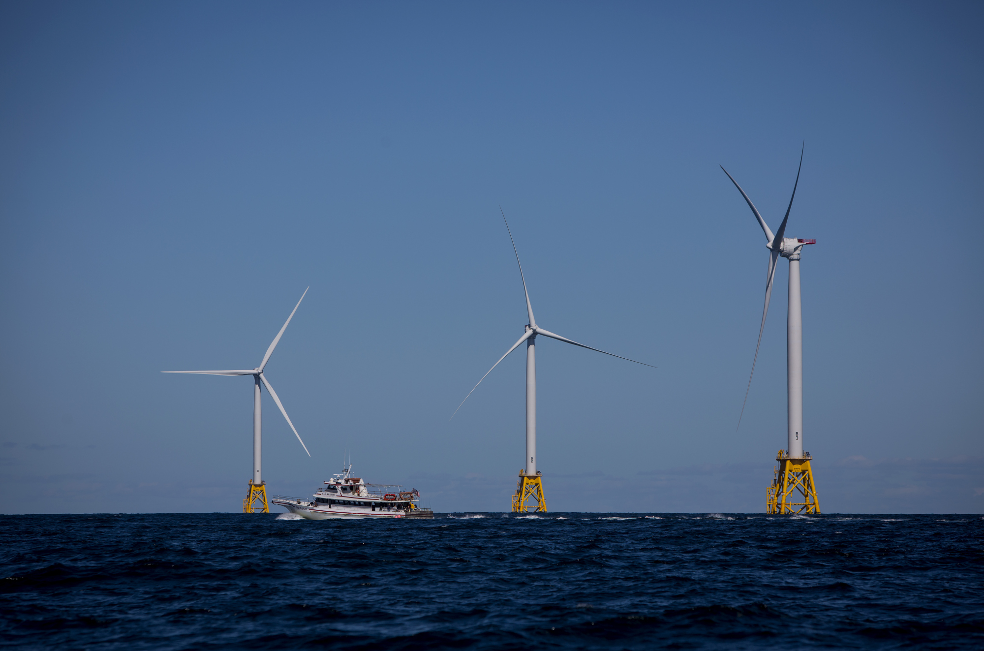 The Ørsted Block Island Wind Farm off Rhode Island, the first offshore wind farm in the US, pictured in 2016.&nbsp;