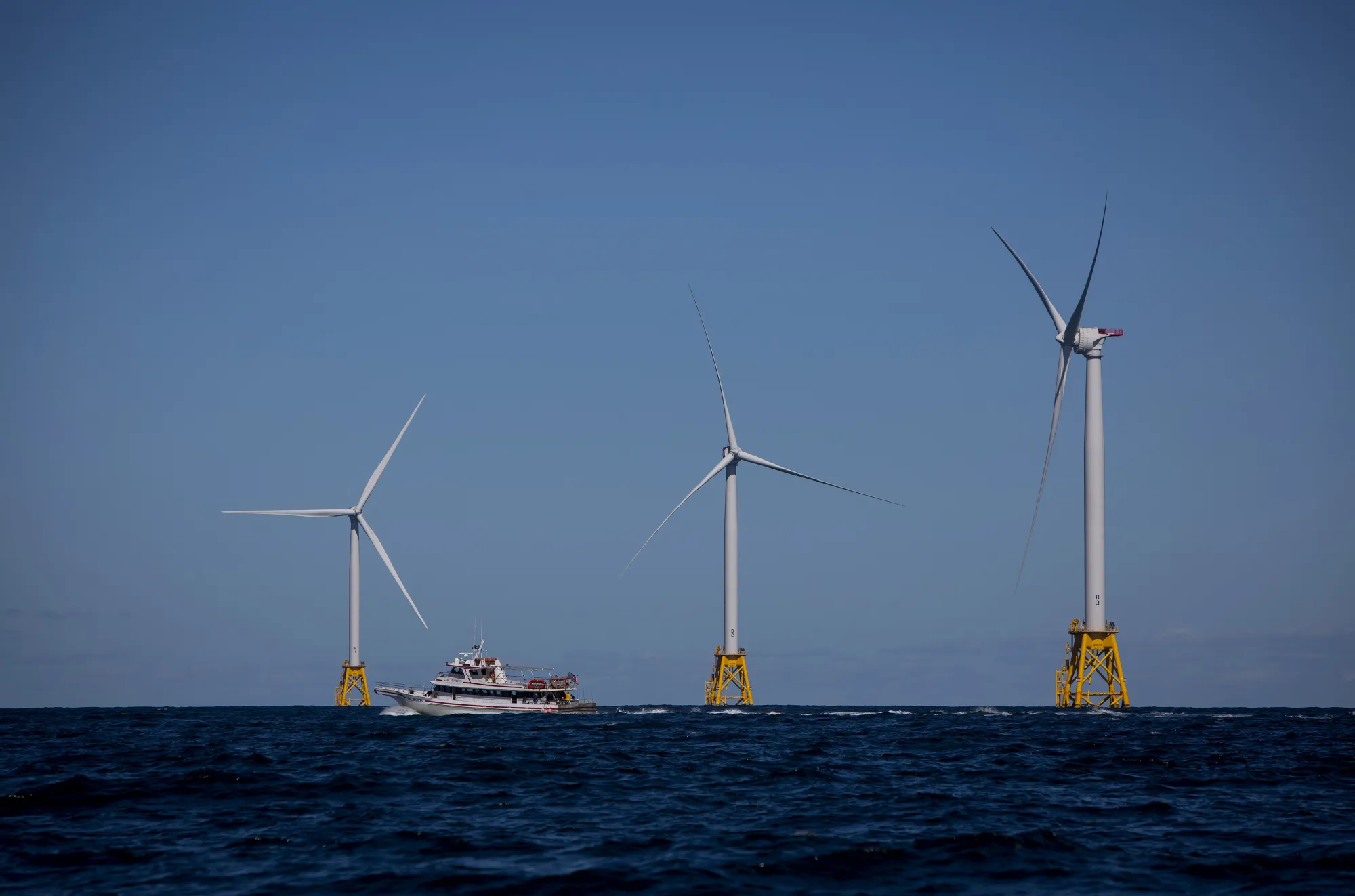 The Ørsted Block Island Wind Farm off Rhode Island, the first offshore wind farm in the US, pictured in 2016.&nbsp;