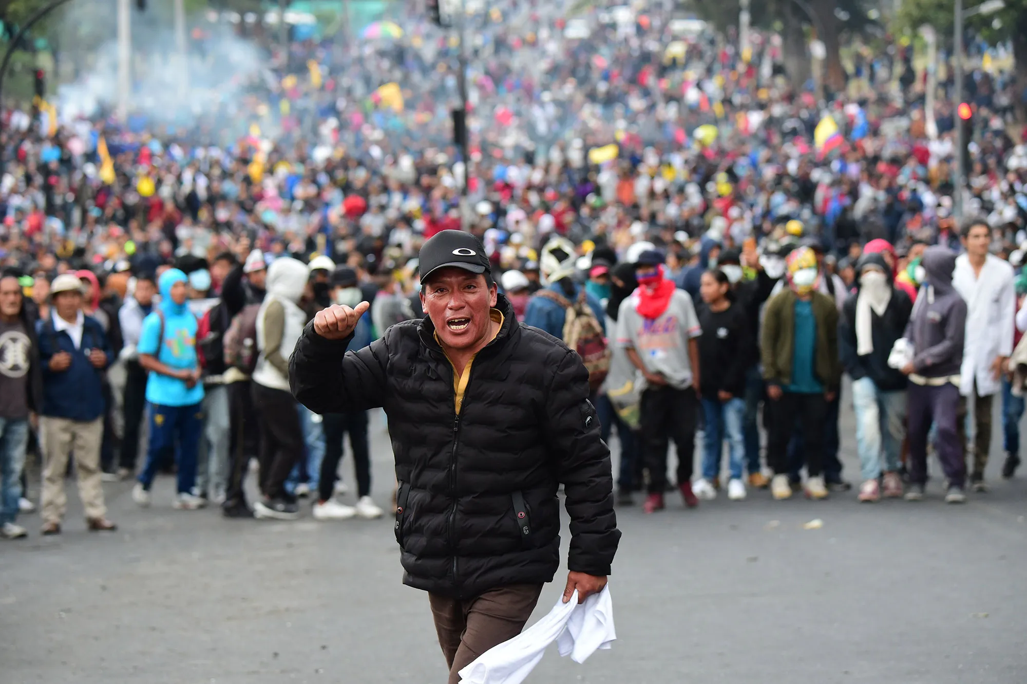 People protest&nbsp;in Quito on Oct. 10.&nbsp;
