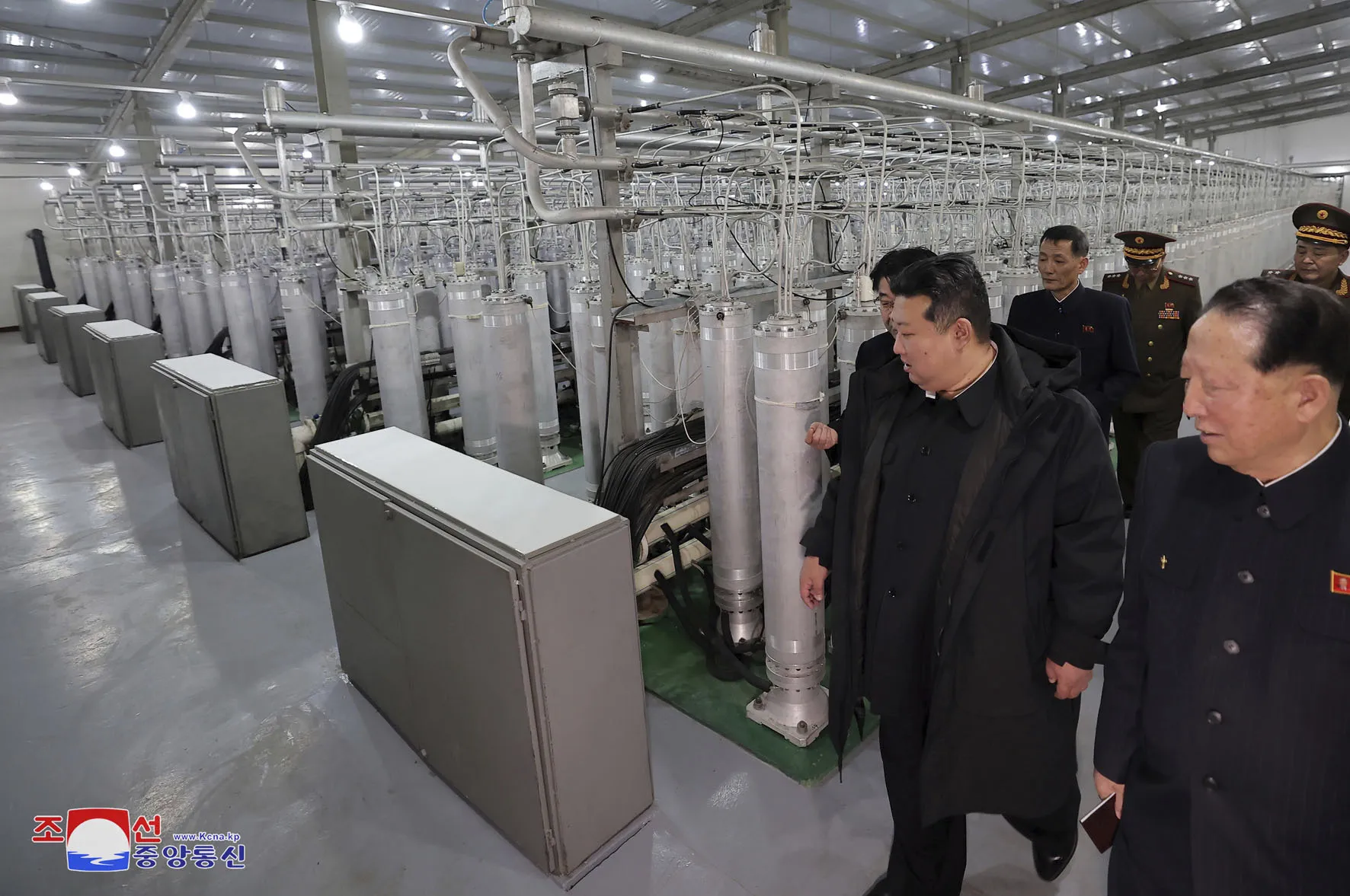 This photo released by the North Korean government on Jan. 29 shows Kim Jong Un at a facility that produces nuclear material.