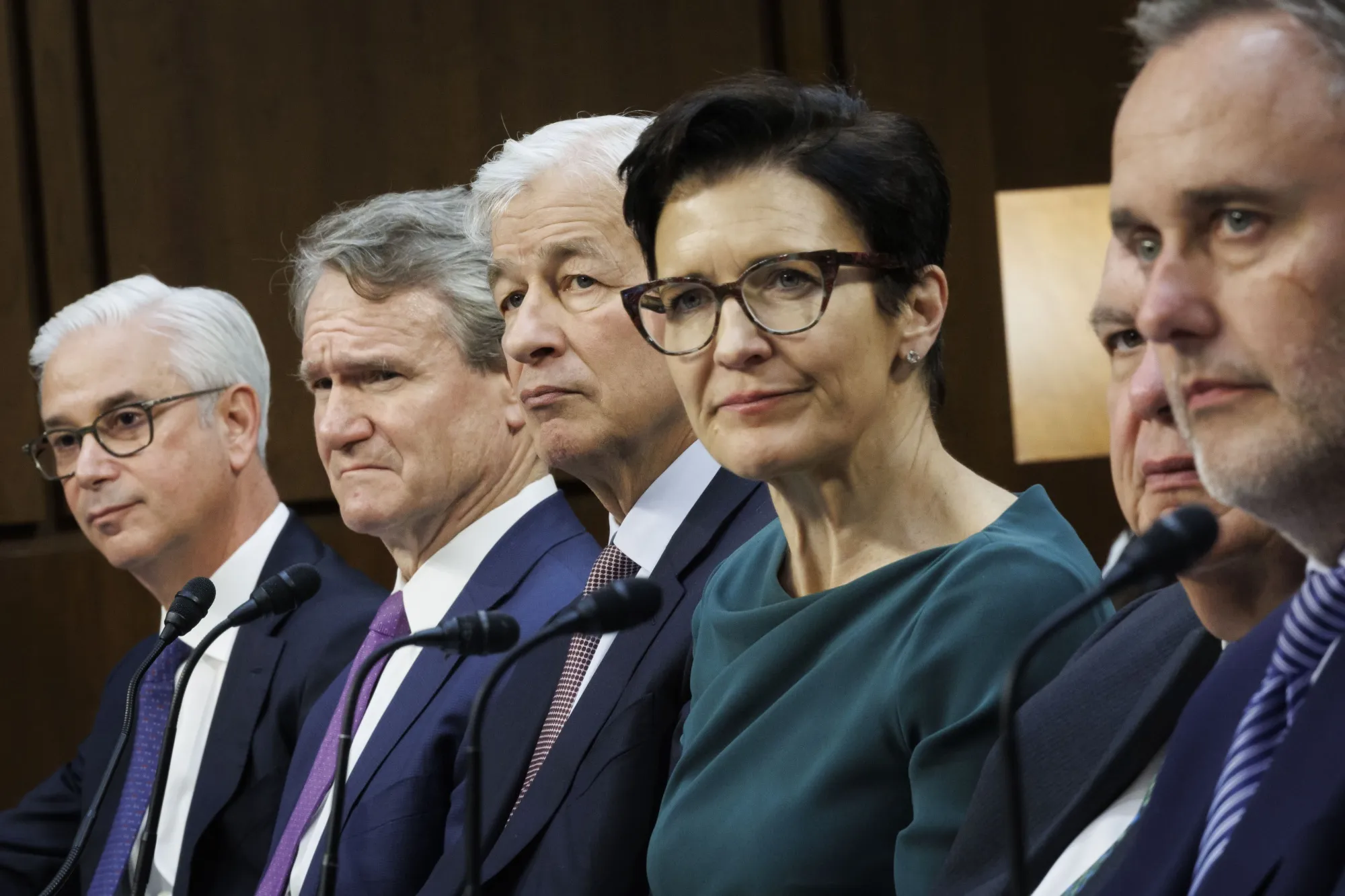 Citi CEO Jane Fraser at a 2023 Senate hearing, surrounded by her counterparts at other major US banks. 