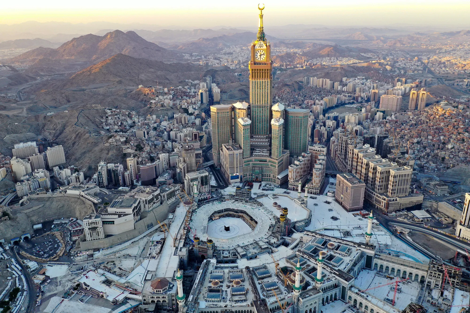Grand Mosque and the Mecca Tower&nbsp;in Mecca, Saudi Arabia.