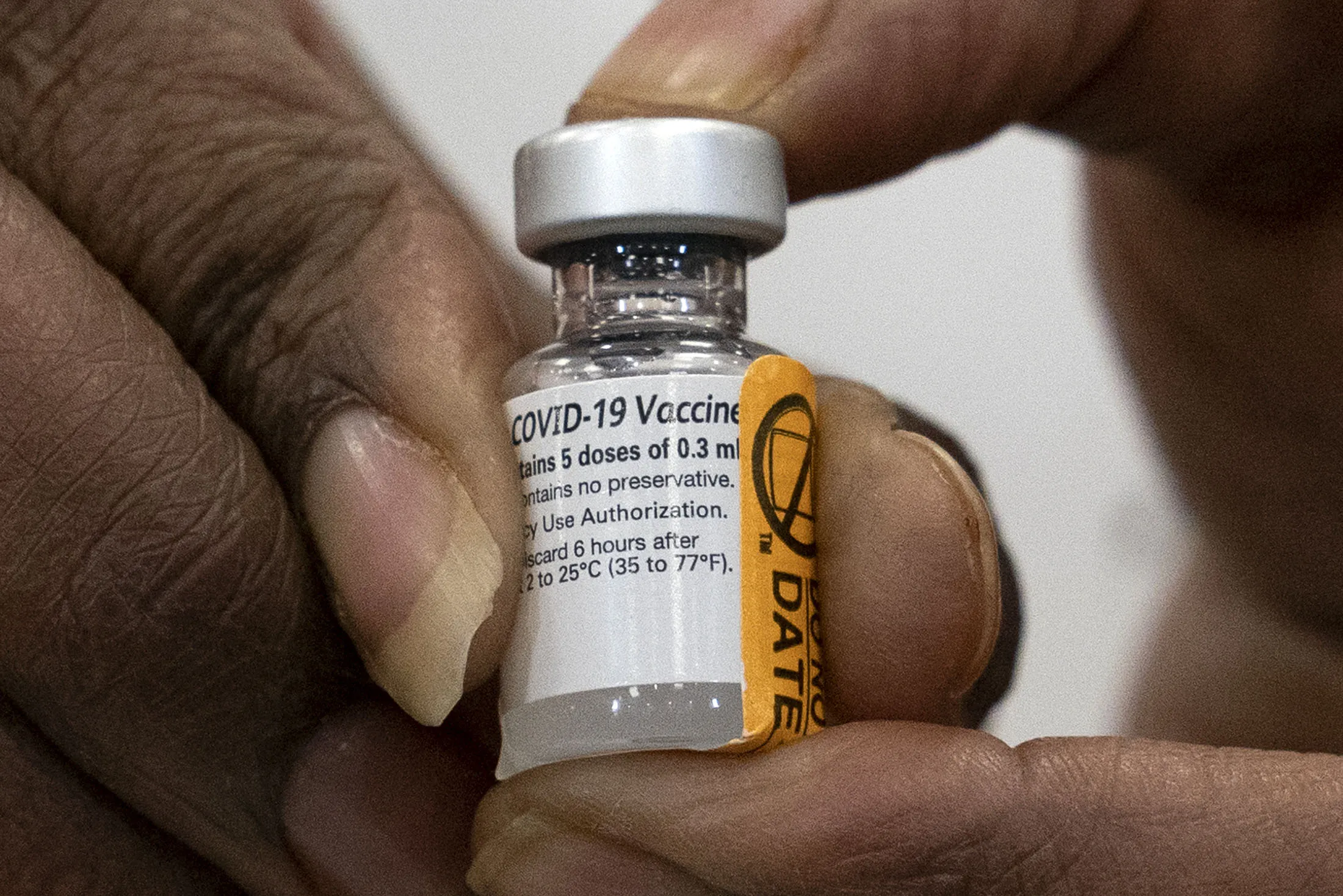 A vial of the Pfizer-BioNTech COVID-19 vaccine.