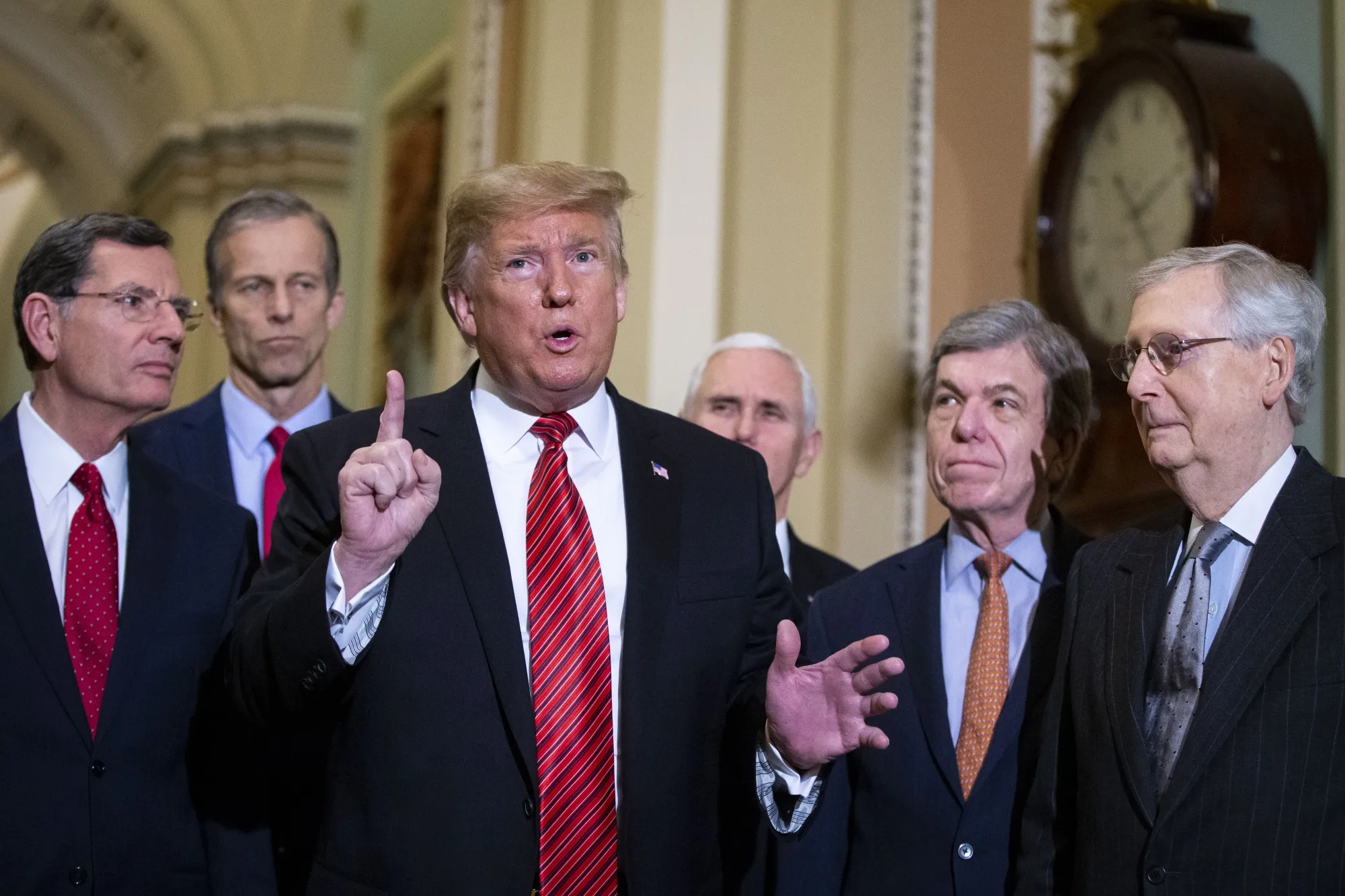 President Trump with Senate Republicans in January.