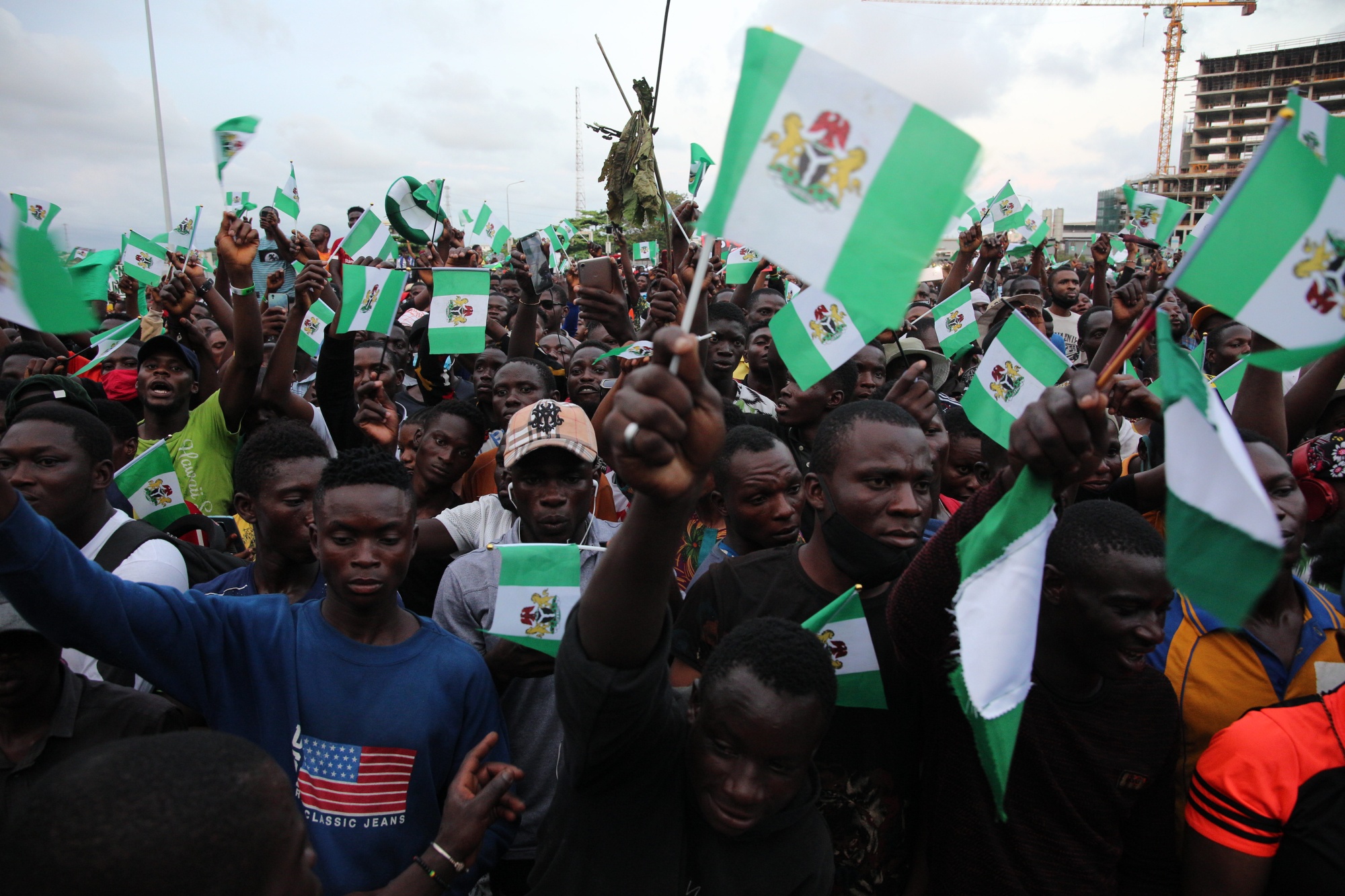 Protests against police brutality at the Lekki toll gate in Lagos on Oct. 20.