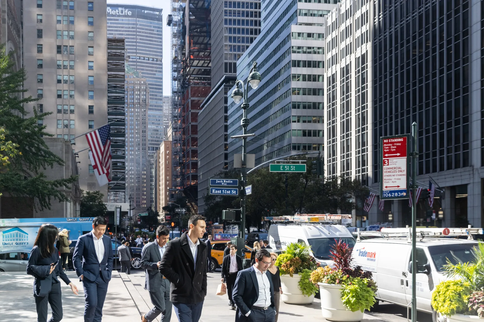 Pedestrians on Park Avenue in New York.
