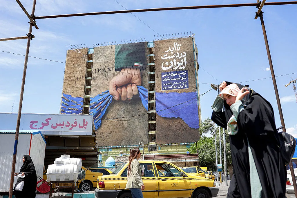 A&nbsp;billboard depicting the Strait of Hormuz with a caption in Persian reading "Forever in Iran's Hand", in Tehran.