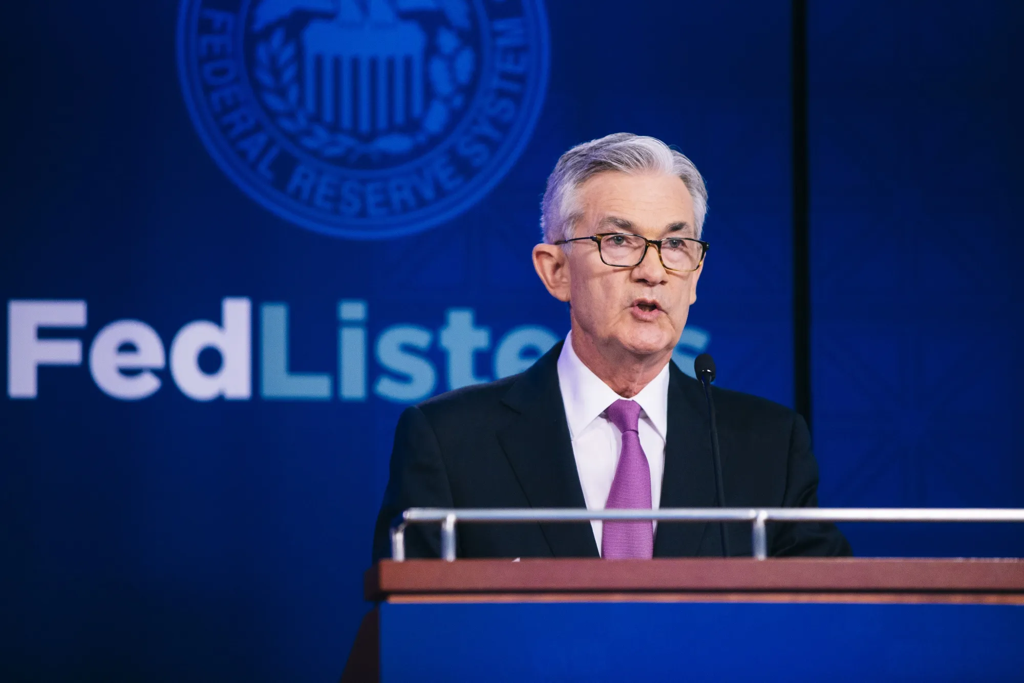 Jerome Powell speaks during the Monetary Policy Strategy, Tools, and Communication Practices Conference in Chicago on&nbsp;June 4.&nbsp;