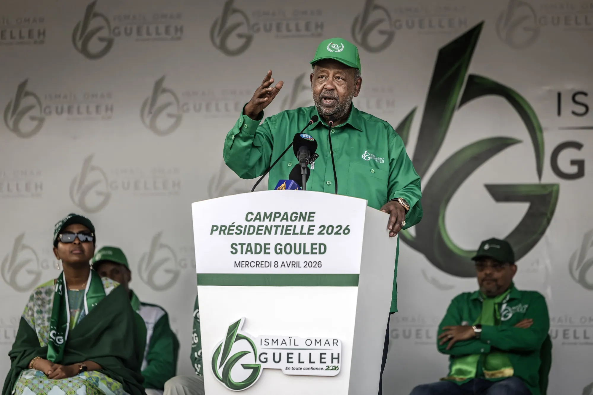 Ismail Omar Guelleh speaks at his final campaign rally in Djibouti on Wednesday.