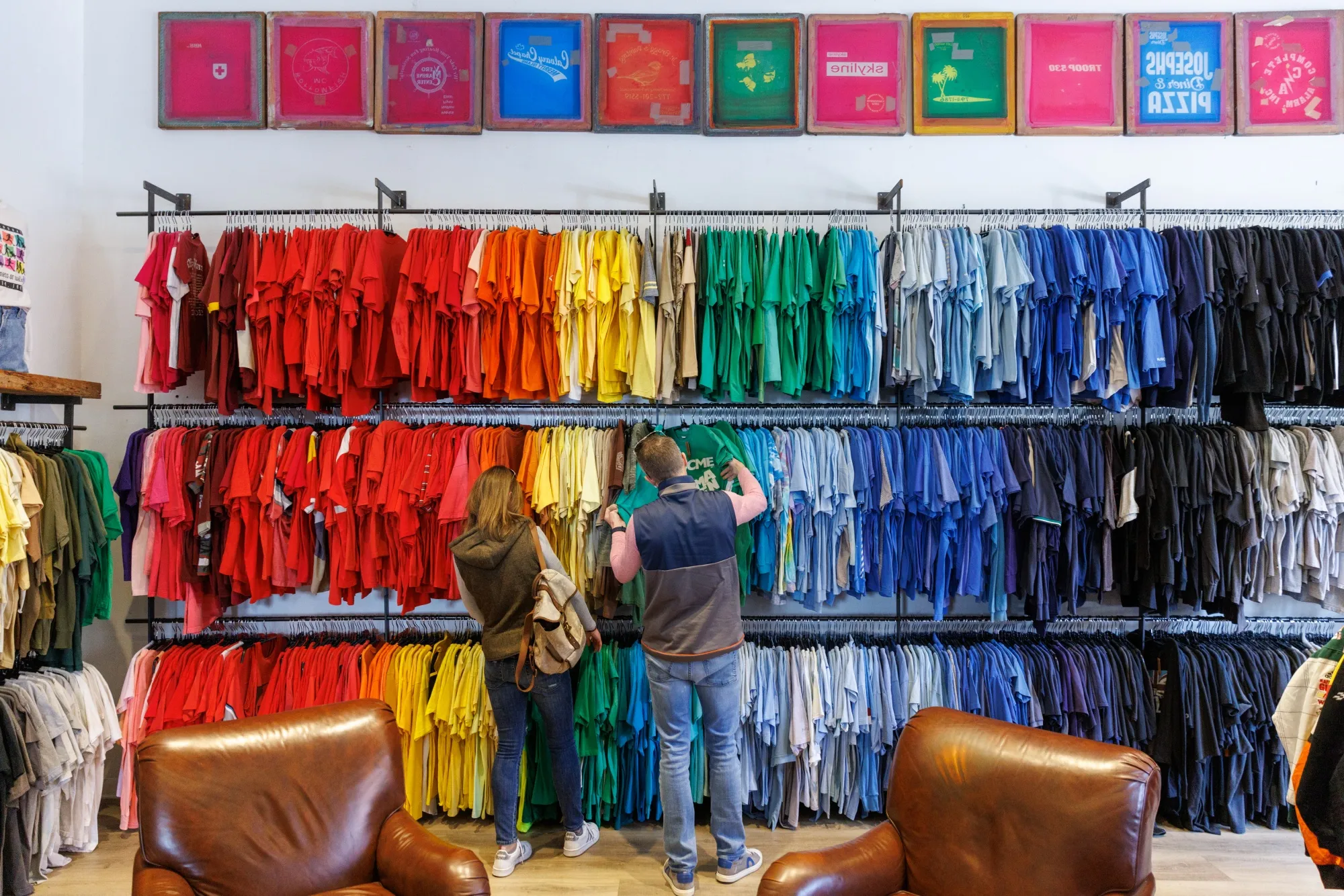 Shoppers browse shirts at a clothing store in Atlanta, Georgia.