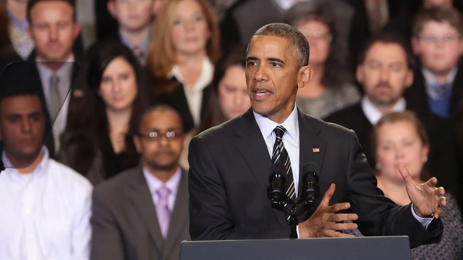CHICAGO, IL - NOVEMBER 25: U.S. President Barack Obama speaks at the Copernicus Community Center on November 25, 2014 in Chicago, Illinois. Obama discussed the executive actions he is taking to address the country's immigration system. (Photo by John Gress/Getty Images)
