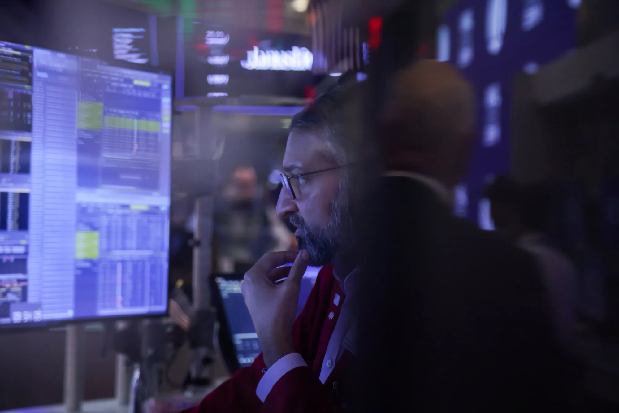 A trader works on the floor of the New York Stock Exchange (NYSE) in New York on March 20.