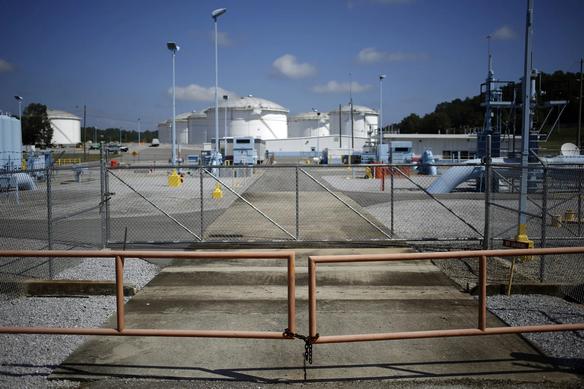 Oil infrastructure stands at the Colonial Pipeline Co. Pelham junction and tank farm in Pelham, Alabama.
