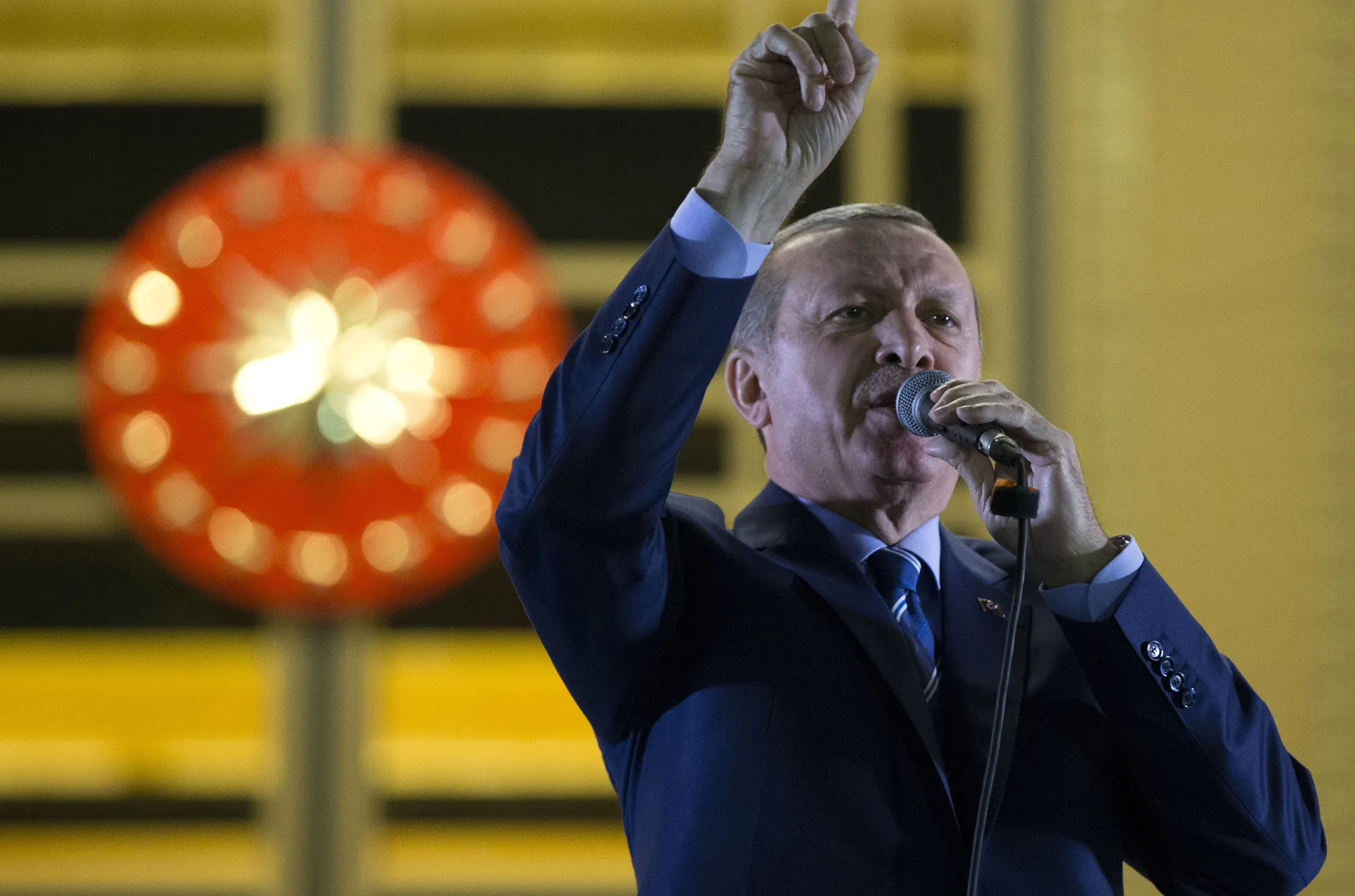 Recep Tayyip Erdogan speaks in Ankara, on Aug. 10, 2016.
