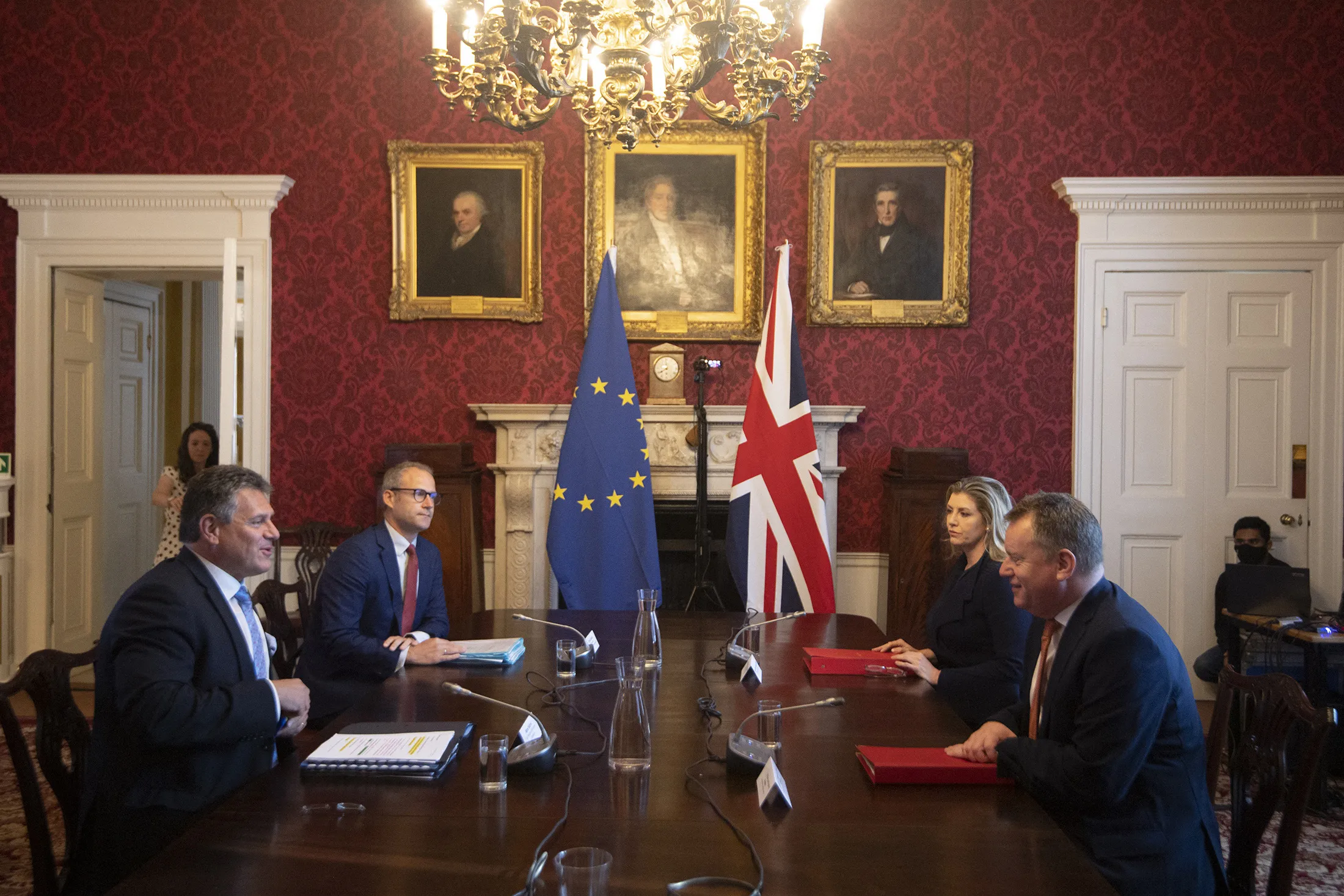 Maros Sefcovic, left, and David Frost&nbsp;in London on June 9.