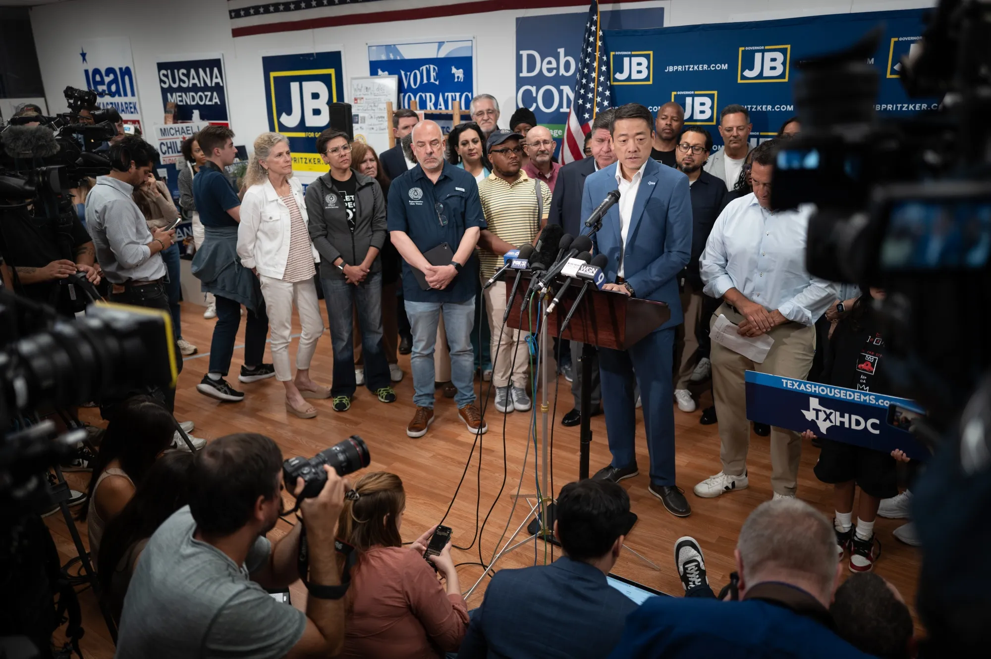 State Representative Gene Wu, a Democrat from Texas, speaks during a news conference in Carol Stream, Illinois.