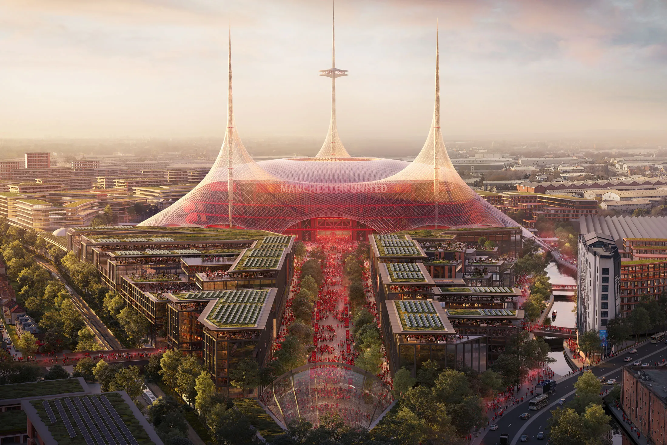 Manchester United plans to build a new 100,000-seat stadium next to its existing site.