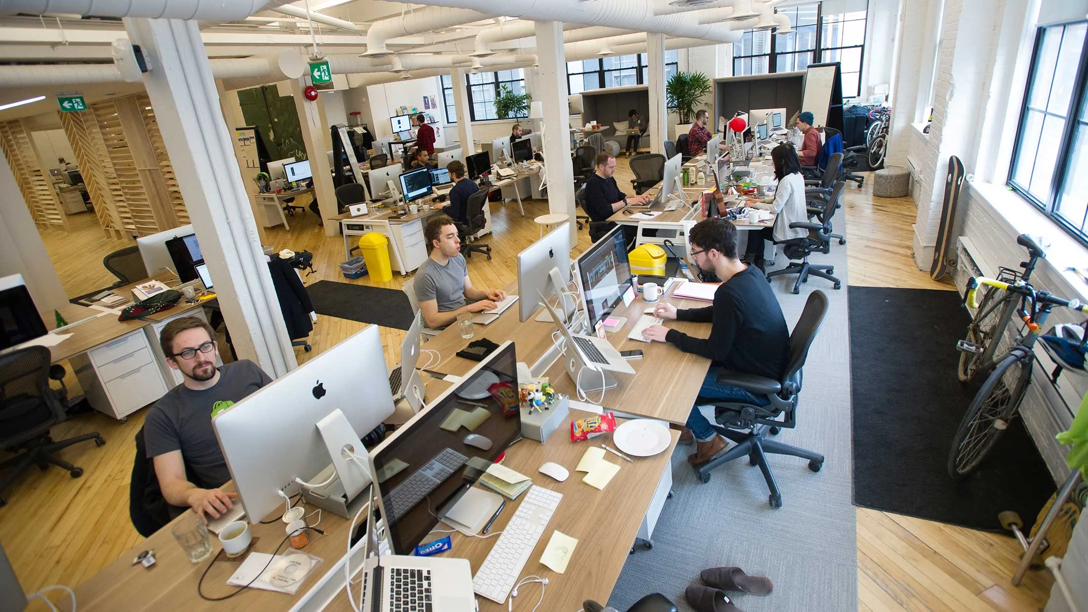 Start up workers in their office space.
